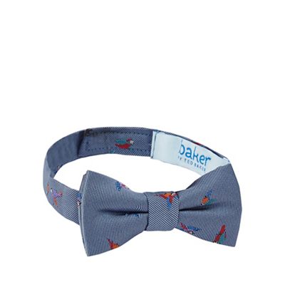 Boys' blue parrot embroidered bow tie